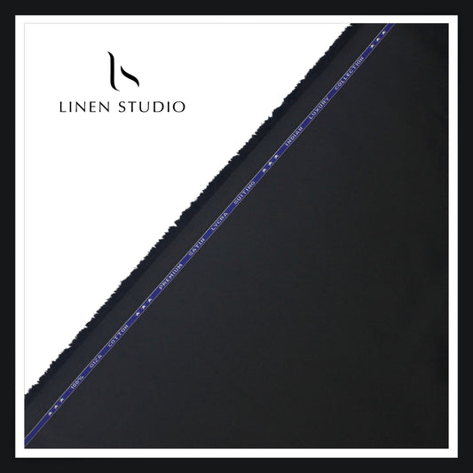 Premium Giza Cotton Satin Lycra Suiting - Galaxy Grey (98% Cotton 2% Lycra) (NEW)