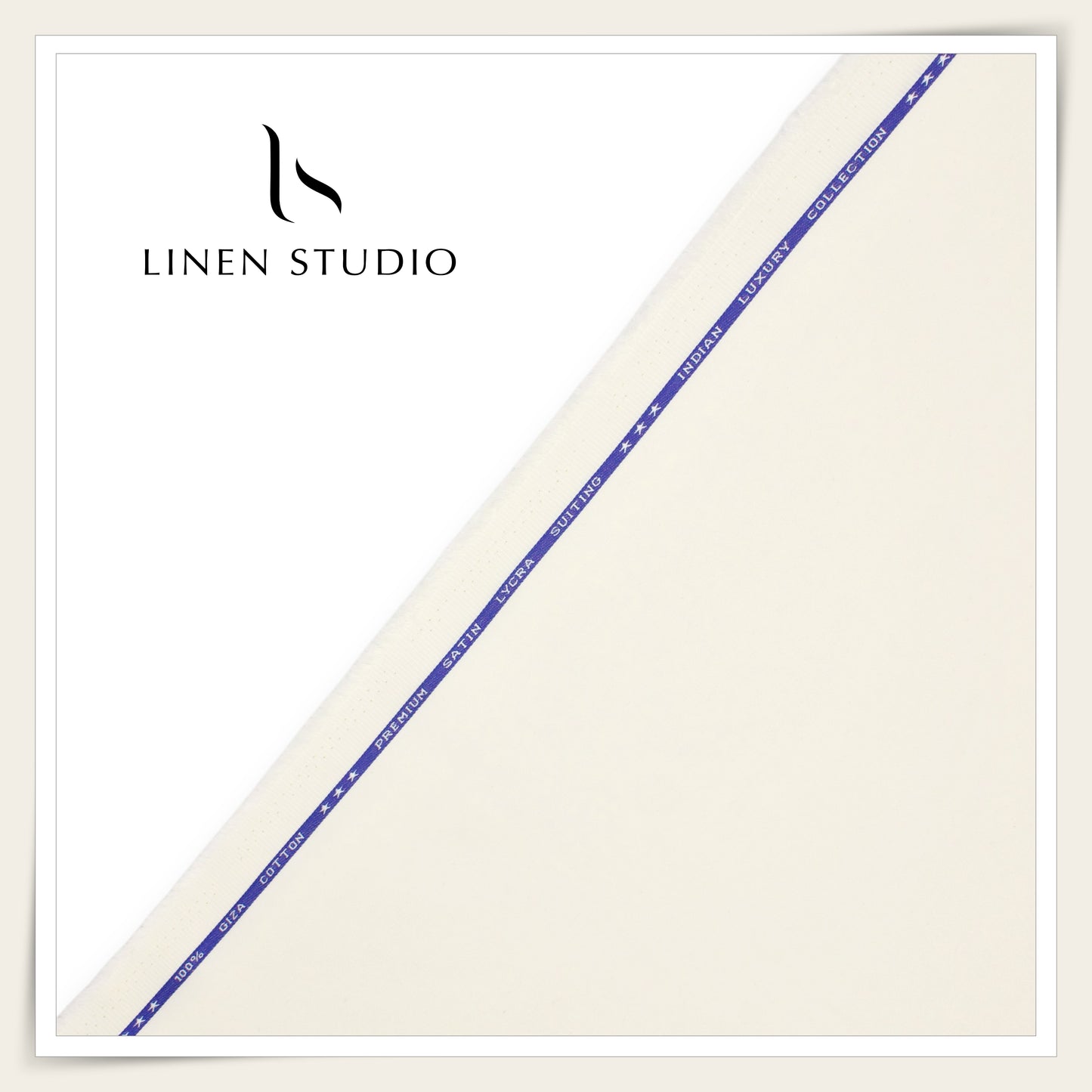 Premium Giza Cotton Satin Lycra Suiting - Merino Cream (98% Cotton 2% Lycra) (NEW)