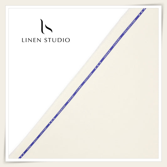 Premium Giza Cotton Satin Lycra Suiting - Merino Cream (98% Cotton 2% Lycra) (NEW)