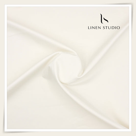Premium Giza Cotton Satin Lycra Suiting - Merino Cream (98% Cotton 2% Lycra) (NEW)