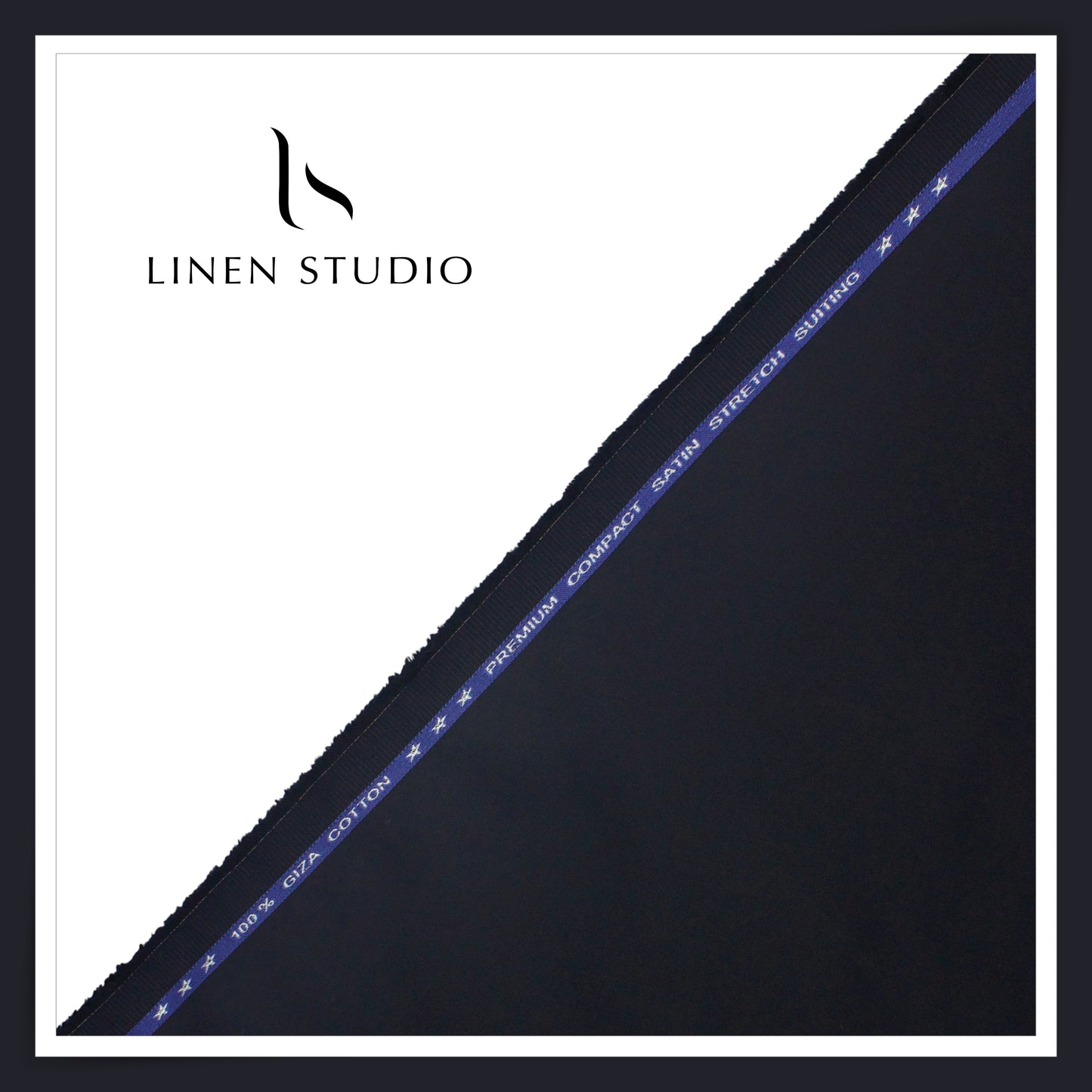 Premium Giza Cotton Satin Lycra Suiting - Dark Blue (98% Cotton 2% Lycra) (NEW)