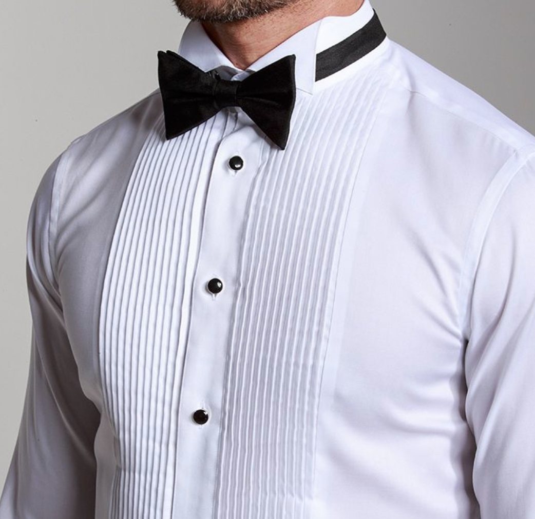 Pleated Shirt Fabric for Suits - White - Linen Studio