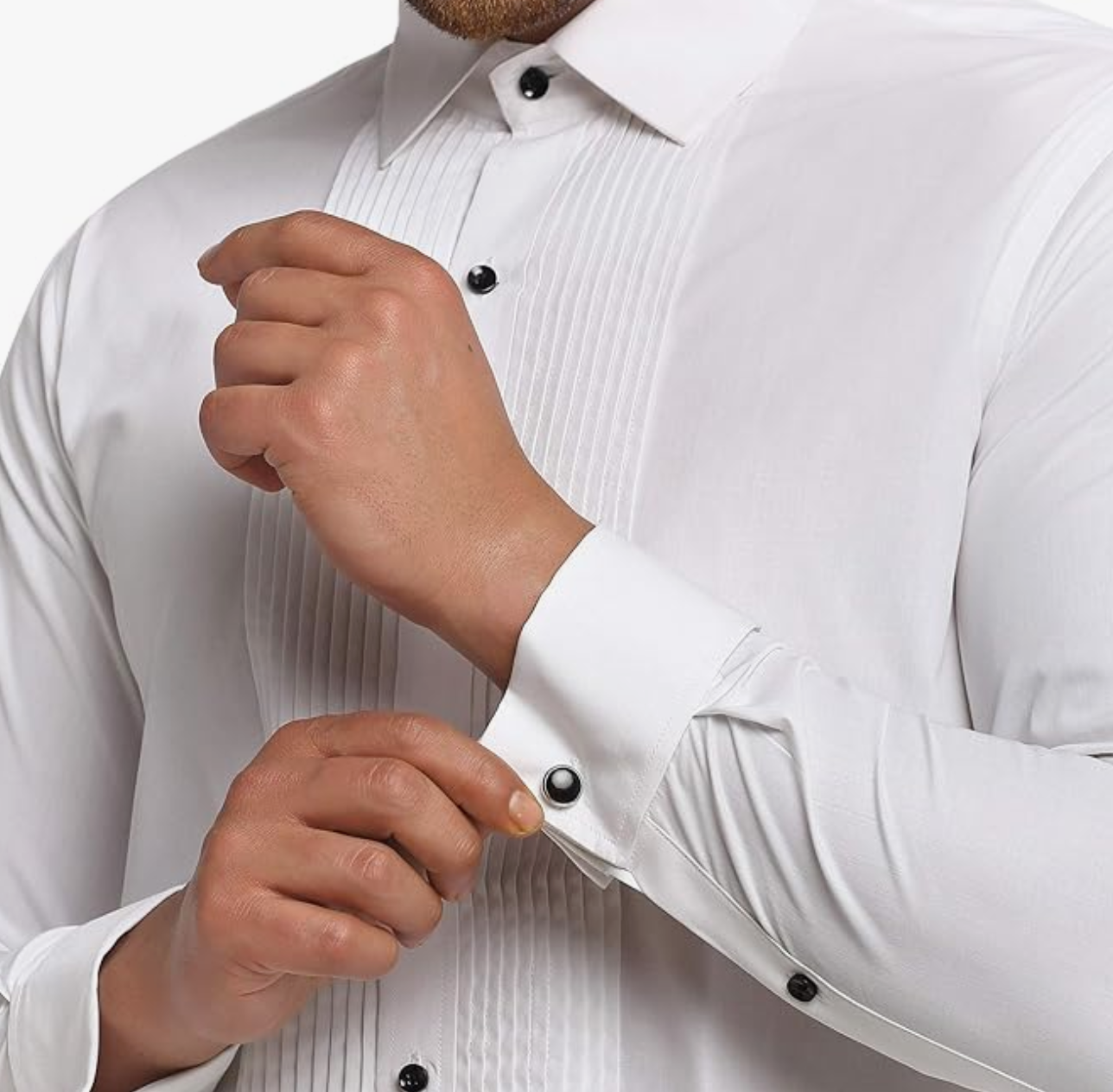 Pleated Shirt Fabric for Suits - White - Linen Studio