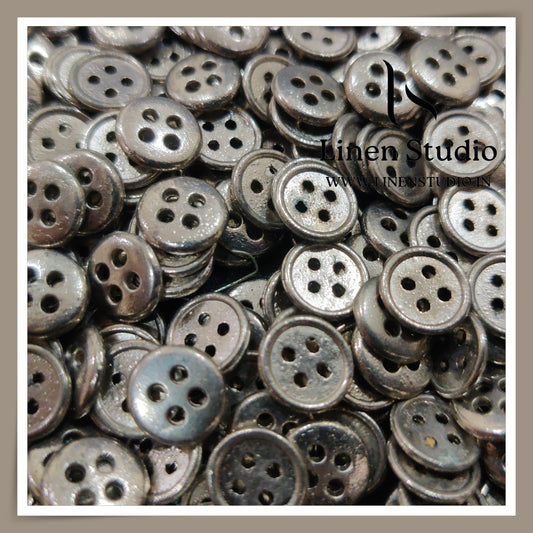 Round Rim 4 Hole Metal Shirt Buttons - Steel 16L 4g