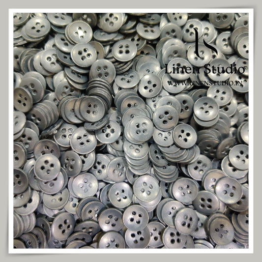 Round Rim 4 Hole Metal Shirt Buttons - Steel 18L 6g LF