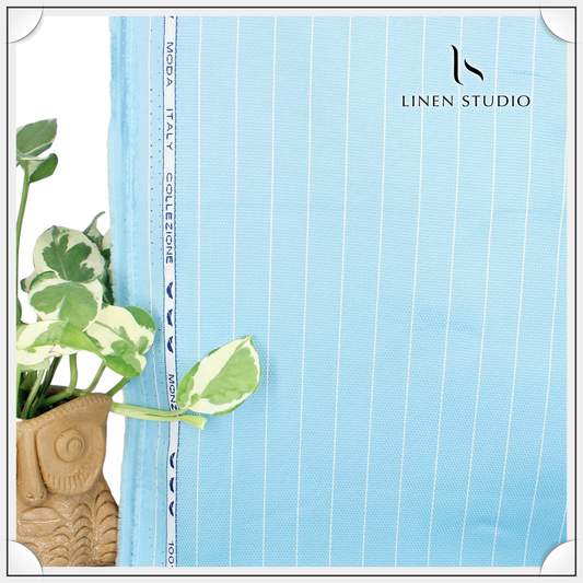 100% Luxury Cotton Stripe - Sky Blue