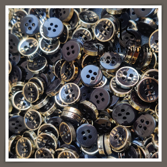 Round Rim 4 Hole Ringed Shirt Buttons - UV 16L (1)