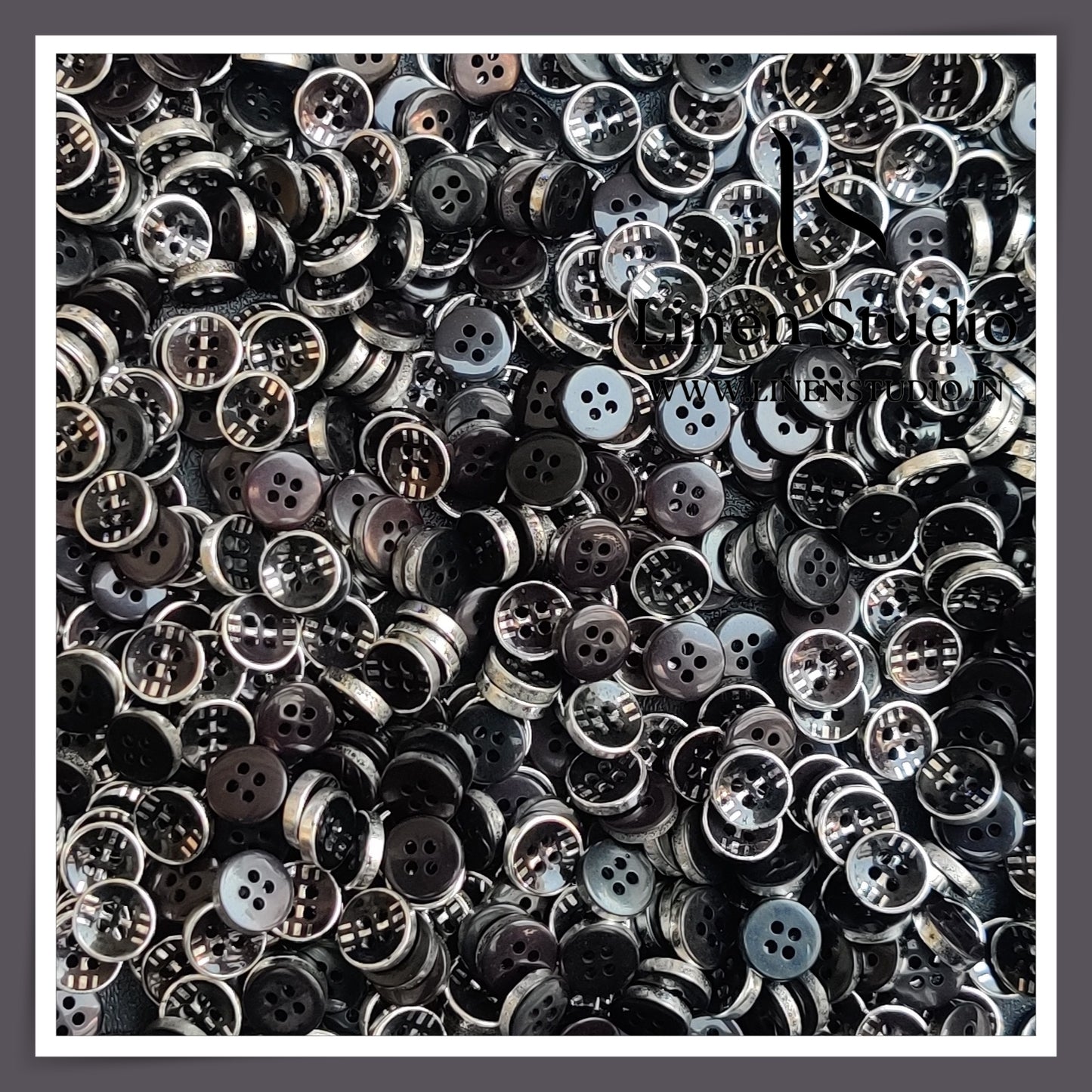 Round Rim 4 Hole Ringed Shirt Buttons - UV16L (2)