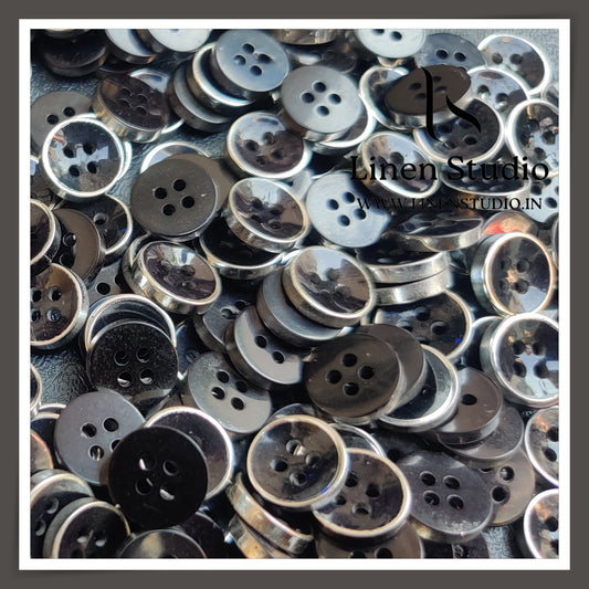 Round Rim 4 Hole Ringed Shirt Buttons - UV 18L