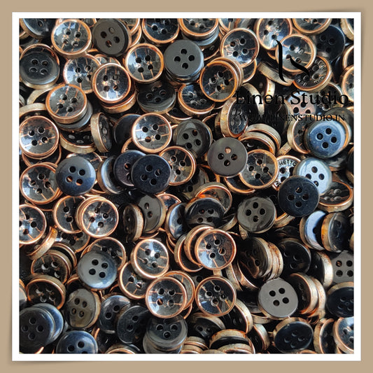 Round Rim 4 Hole Ringed Shirt Buttons - UV 18L(1)