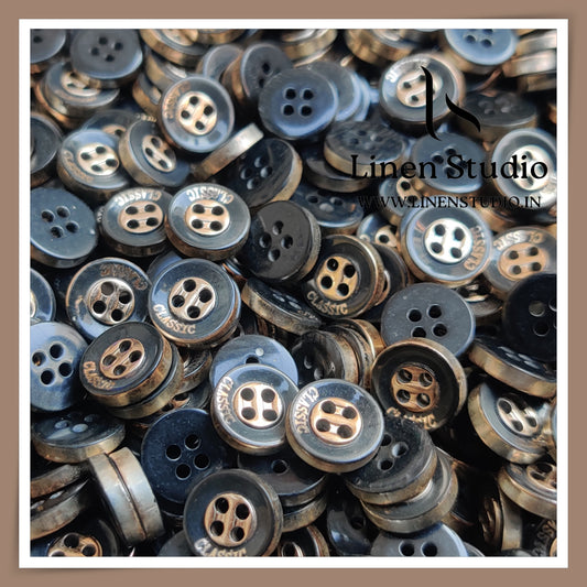 Round Rim 4 Hole Ringed Shirt Buttons - UV 18L(2)