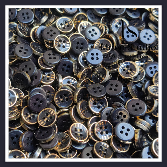 Round Rim 4 Hole Ringed Shirt Buttons - UV 18L(4)