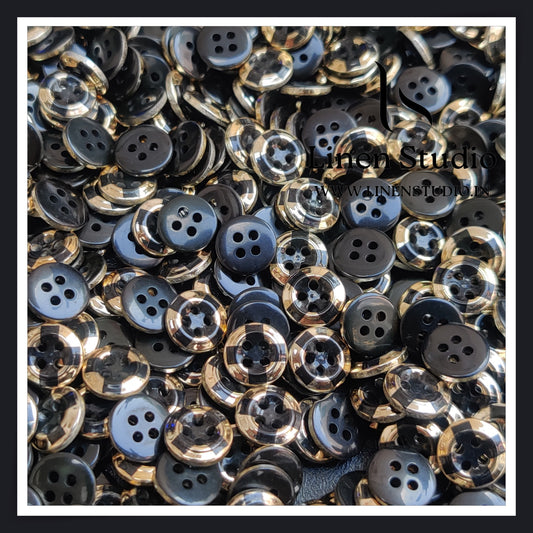 Round Rim 4 Hole Ringed Shirt Buttons - UV 18L(6)