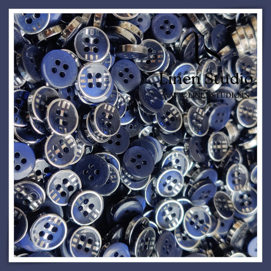 Round Rim 4 Hole Ringed Shirt Buttons - UV 18L(7)
