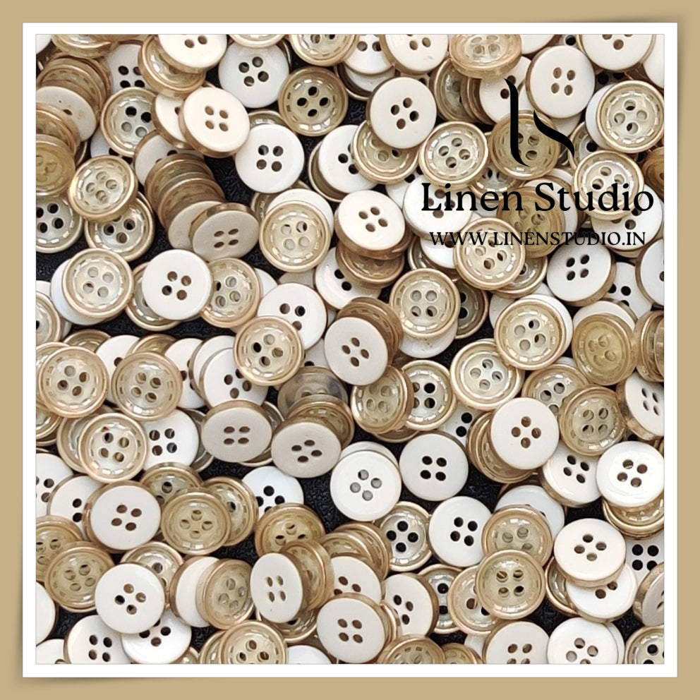 Round Rim 4 Hole Twin Colour Shirt Buttons - UV button 18L