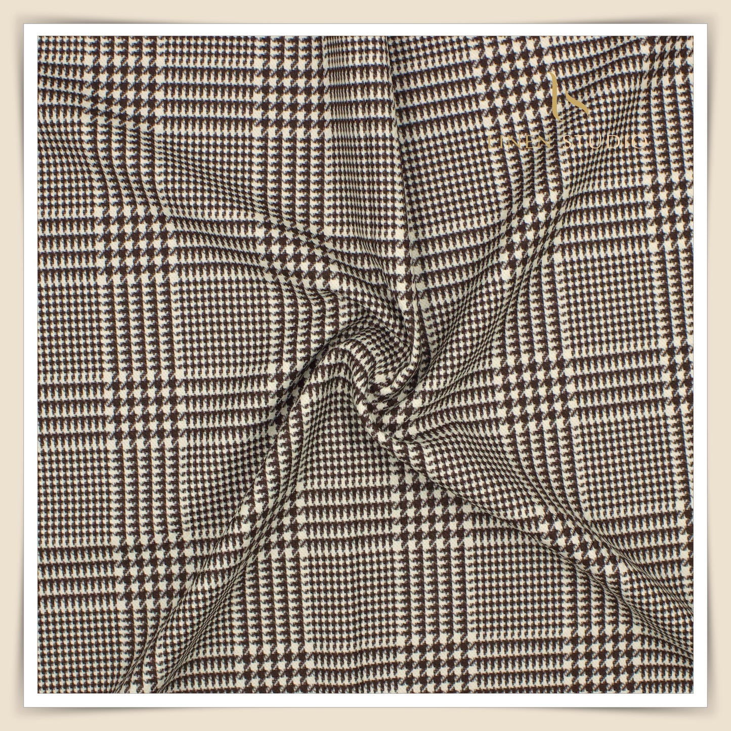 130's Australian Merino Wool by Vercelli - Brown Glen Plaid Checks (NEW)