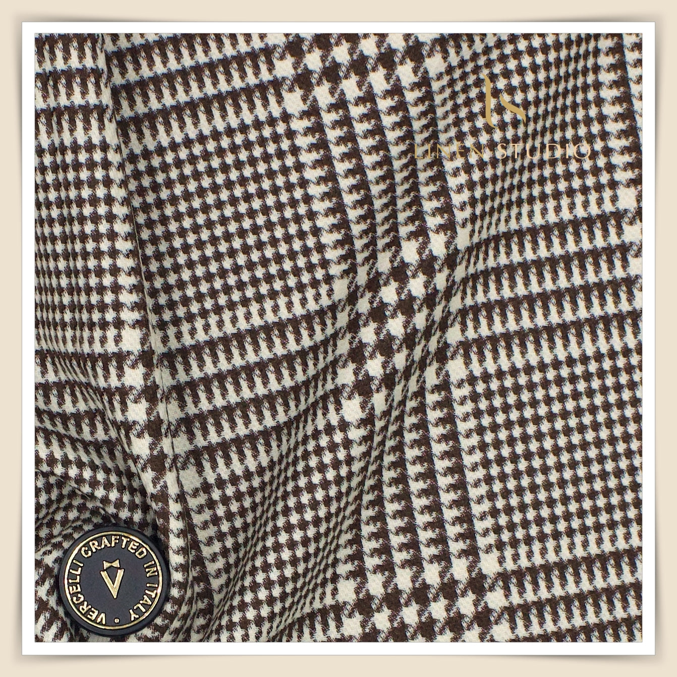 130's Australian Merino Wool by Vercelli - Brown Glen Plaid Checks (NEW)