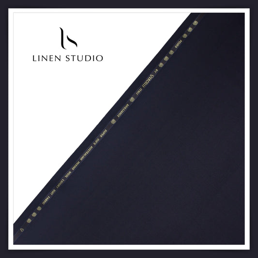 Super 150's Australian Merino Wool by Vercelli - Navy Blue - Linen Studio