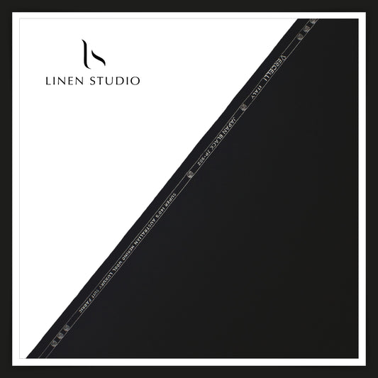 Super 140's Australian Merino Wool by Vercelli - Japan Black (Highest Selling) - Linen Studio