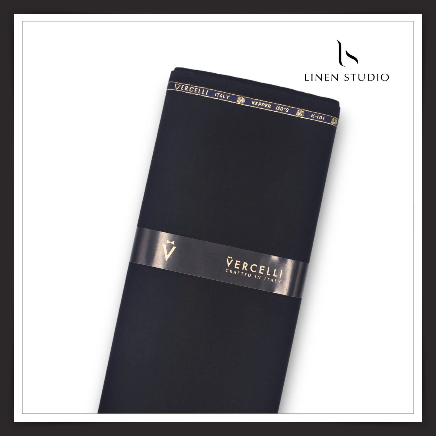 Super 120's Australian Merino Wool by Vercelli - Black - Linen Studio