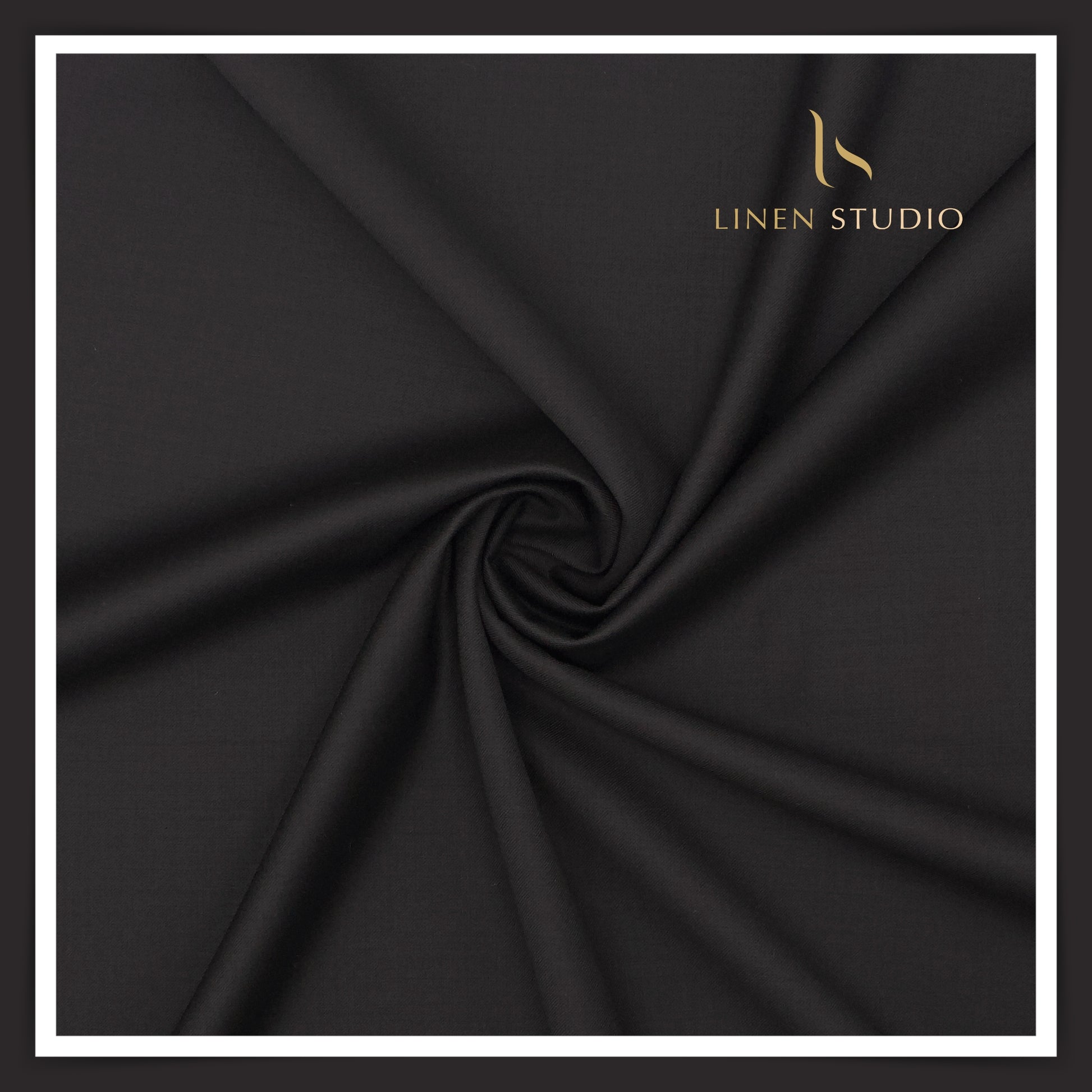 Super 120's Australian Merino Wool by Vercelli - Black - Linen Studio