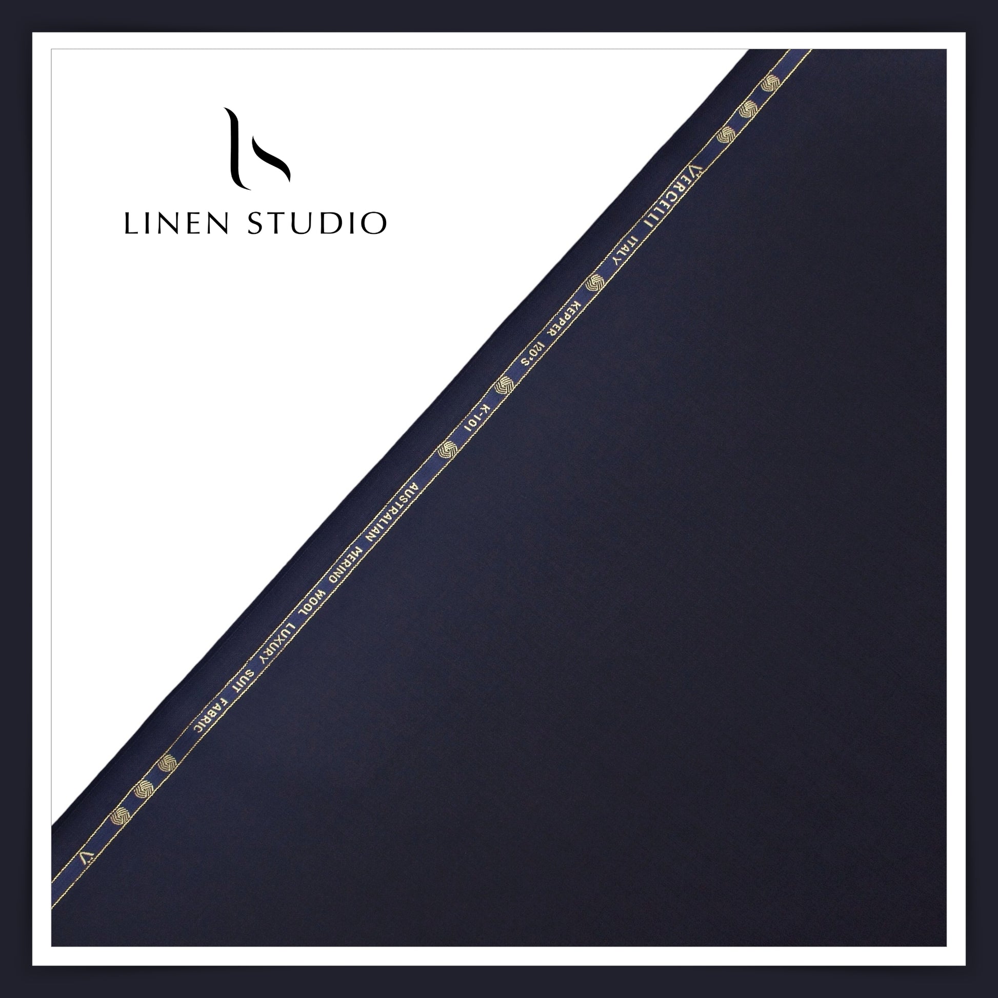 Super 120's Australian Merino Wool by Vercelli - Navy Blue - Linen Studio