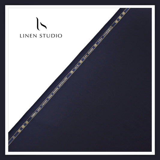 Super 120's Australian Merino Wool by Vercelli - Navy Blue - Linen Studio