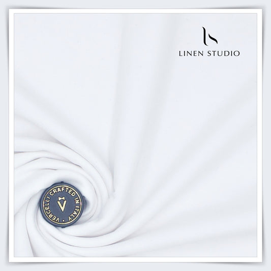 4 Way Stretch Supima Cotton by Vercelli Italy - Pure White - Linen Studio
