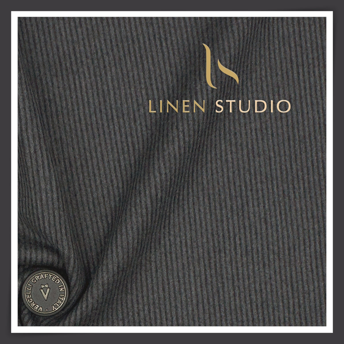 Vercelli Italy 100% Pure Milled Wool Premium Suiting - Grey with Black Thin Stripes (NEW)
