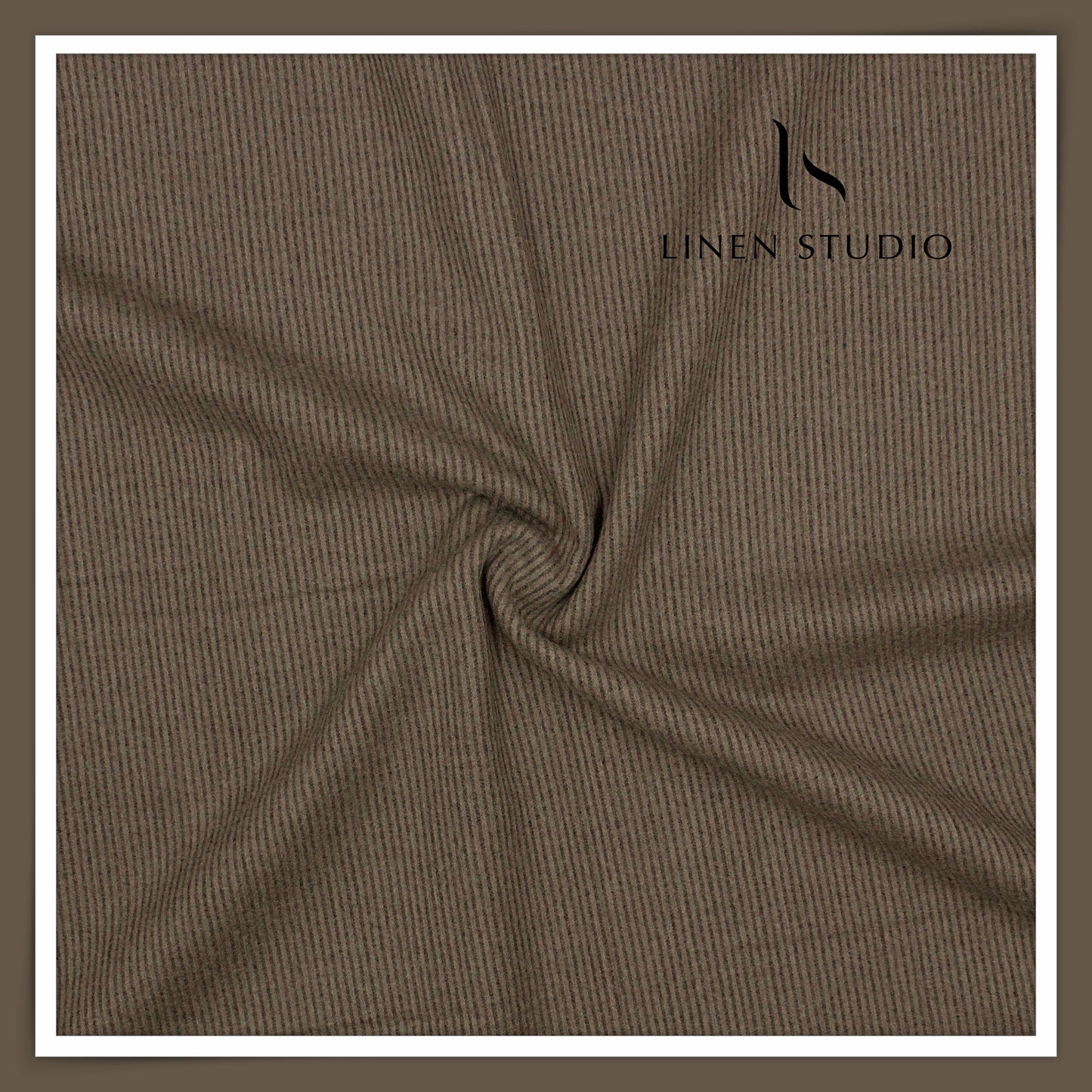 100% Merino & Cashmere Wool Flannel Suiting by Vercelli - Taupe Brown with Grey Thin Stripes (NEW)