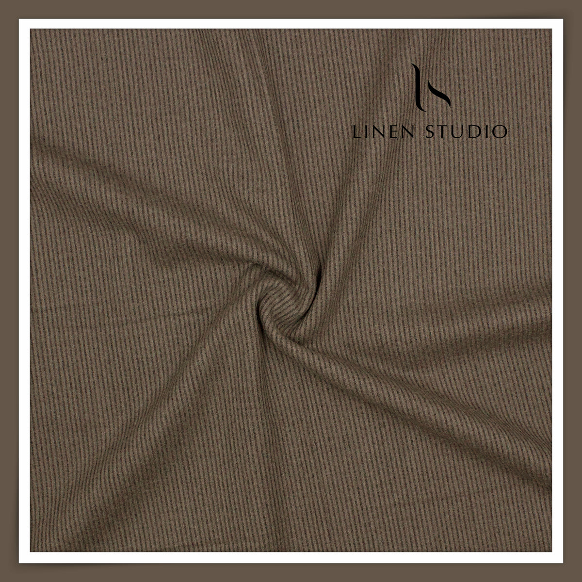 Vercelli Italy 100% Pure Milled Wool Premium Suiting - Taupe Brown with Thin Stripes (NEW)