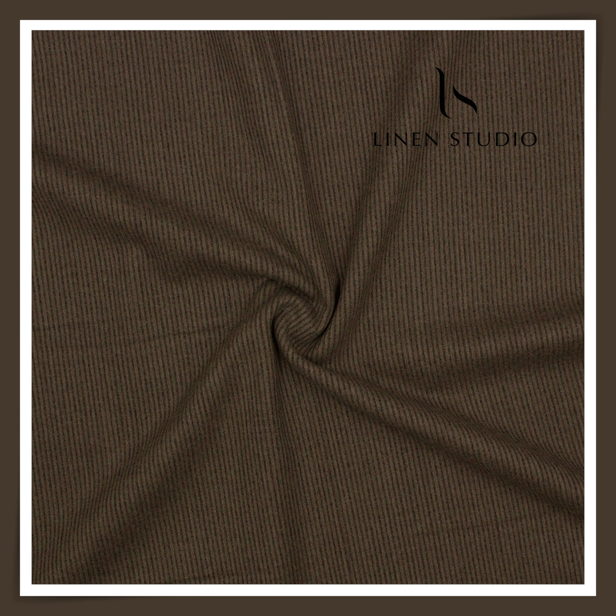 Vercelli Italy 100% Pure Milled Wool Premium Suiting - Brown with Black Thin Stripes (NEW)