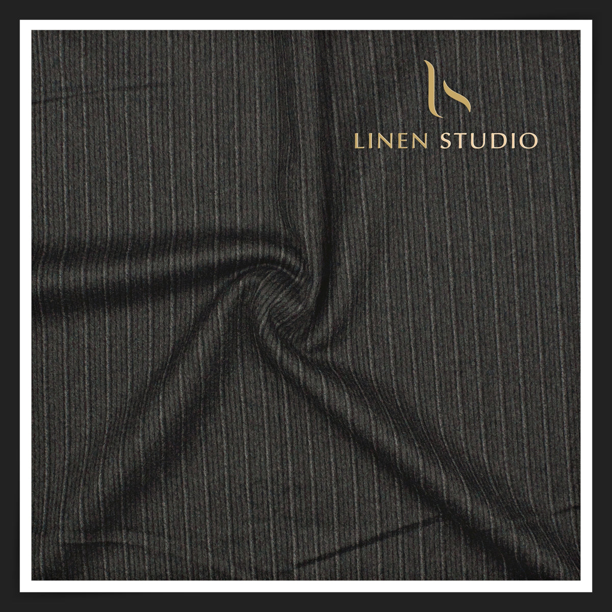 Vercelli Italy 130's Luxury Flannel Pure Wool Suiting 90% Merino & 10% Cashmere - Charcoal Grey Pinstripe (NEW)