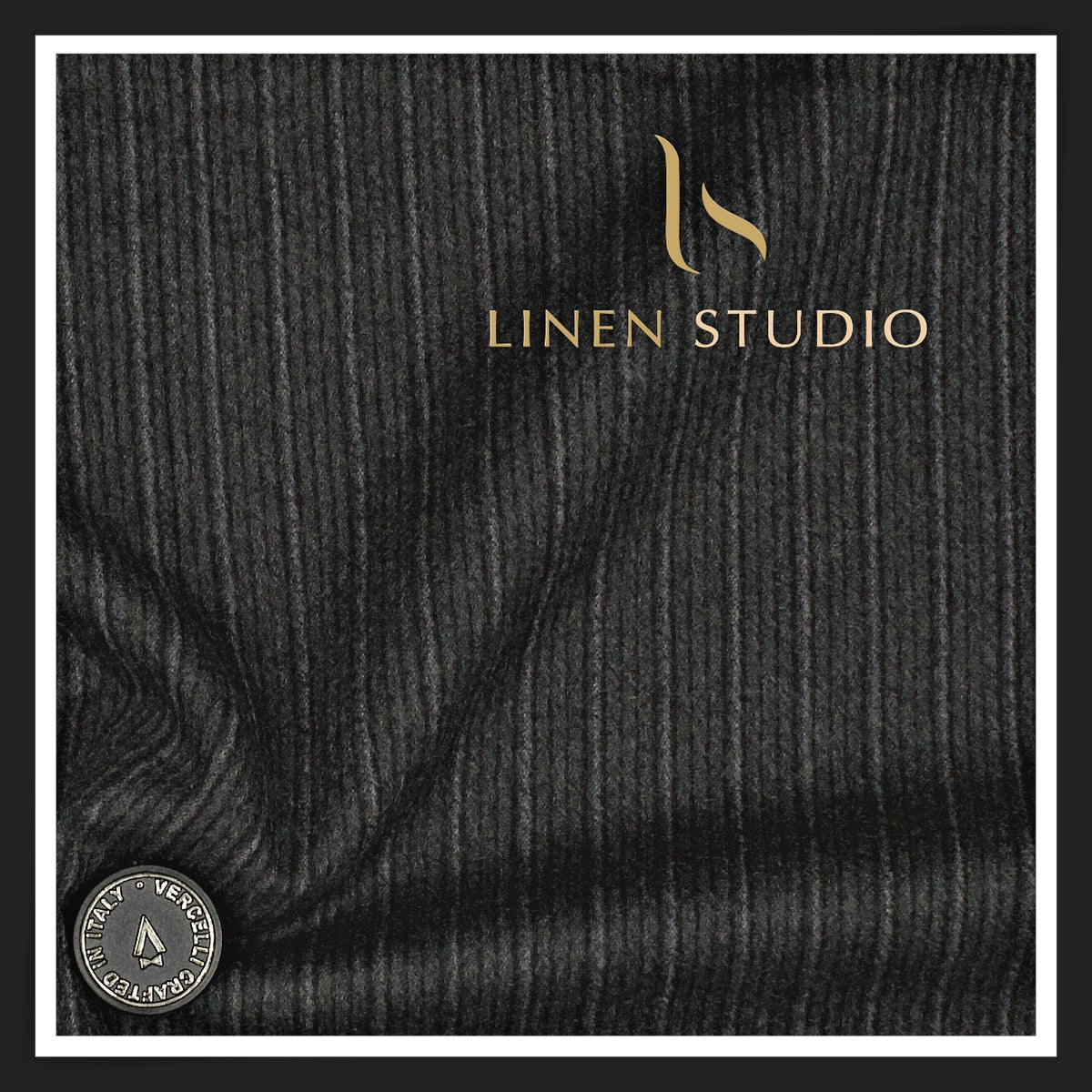 Vercelli Italy 130's Luxury Flannel Pure Wool Suiting 90% Merino & 10% Cashmere - Charcoal Grey Pinstripe (NEW)