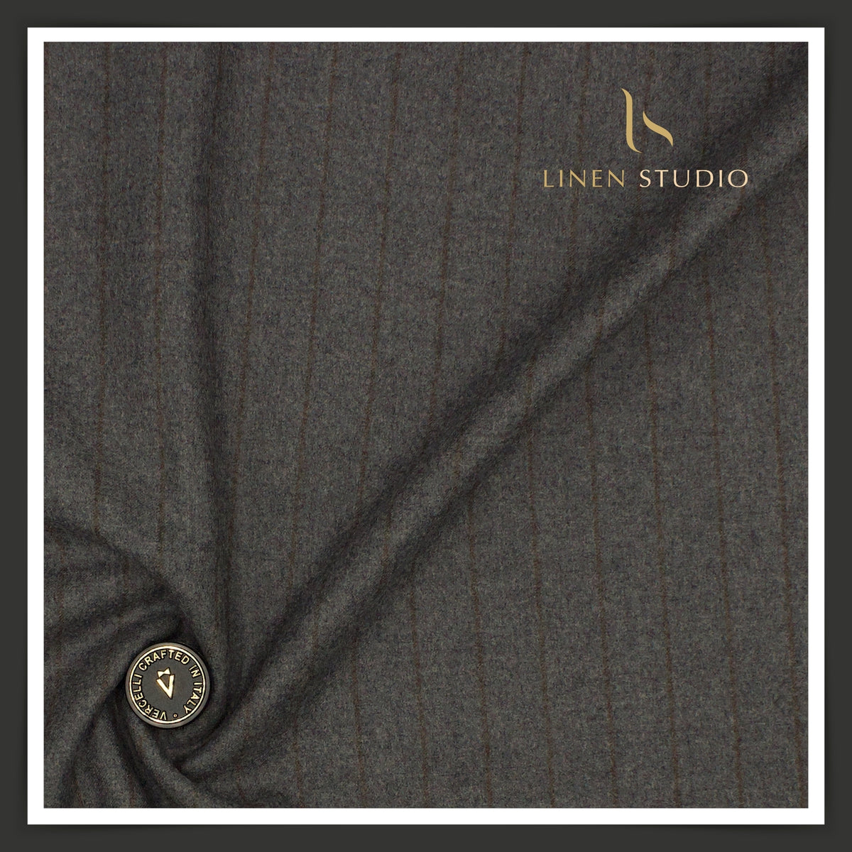 Vercelli Italy 100% Pure Milled Wool Premium Suiting - Dark Grey Stripes (NEW)