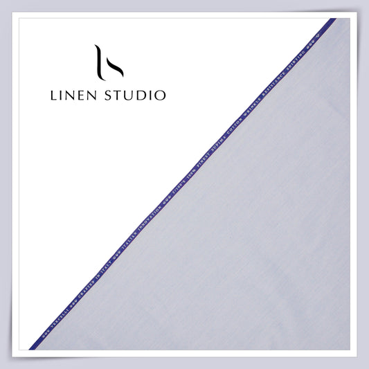 2/100's Finest Supima Cotton Shirting by Vercelli - Classic Blue Micro Stripes (Zoom In) (NEW)