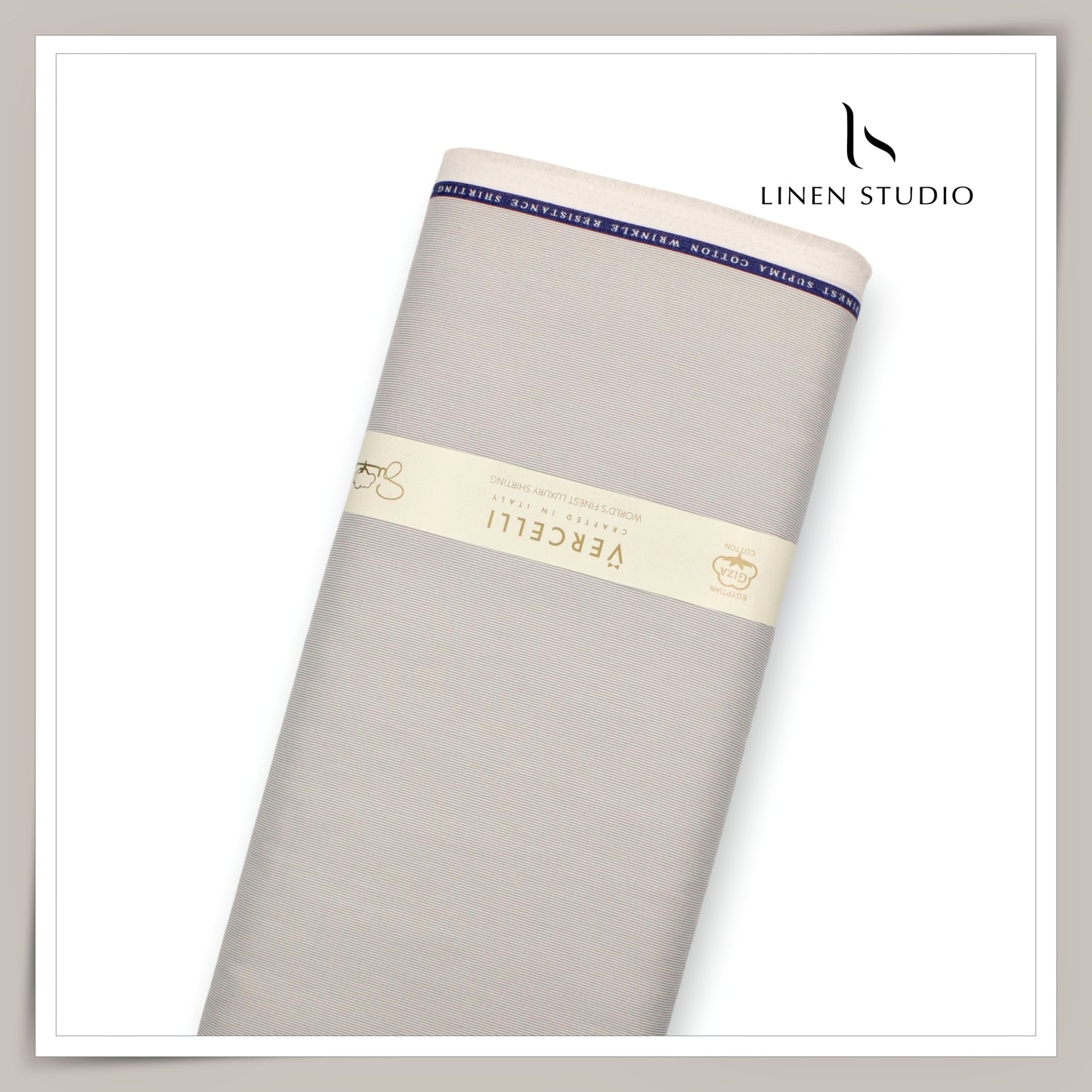2/100's Finest Supima Cotton Shirting by Vercelli - Silk Grey Micro Stripes (Zoom In) (NEW)