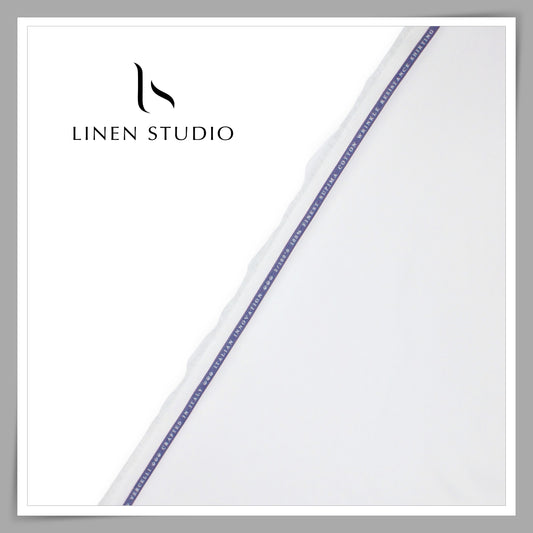 2/100's Wrinkle Resistant Supima Cotton Twill Shirting by Vercelli - Pure White (NEW) (Most Selling)