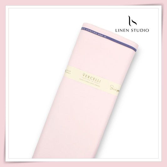 2/100's Wrinkle Resistant Supima Cotton Shirting by Vercelli - Dawn Pink (NEW)