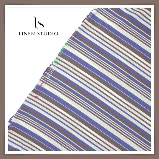 Vercelli Italy 100% Supima Cotton 4-way Stretch Luxury Shirting - Unbalanced Stripes