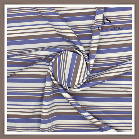 Vercelli Italy 100% Supima Cotton 4-way Stretch Luxury Shirting - Unbalanced Stripes