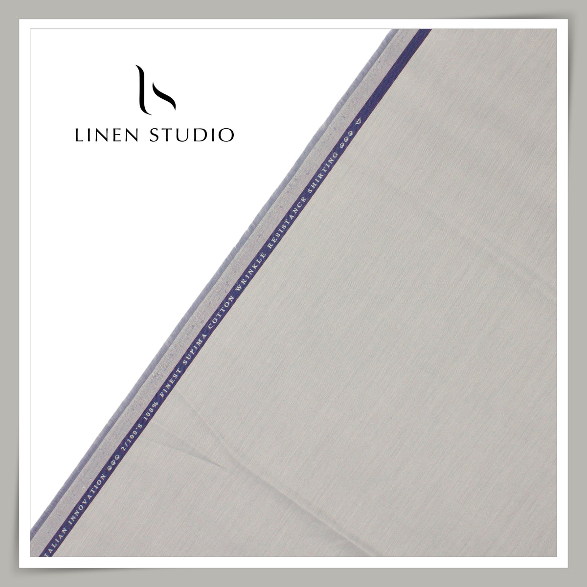 100% Supima Cotton Shirting by Vercelli Italy -  2/100's Wrinkle Resistant - Grey Melange (FLAT RATE)