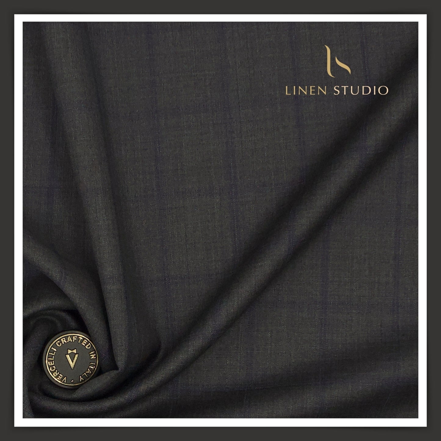 Super 150's Australian Merino Wool by Vercelli - Space Grey with Subtle Blue Checks (NEW)