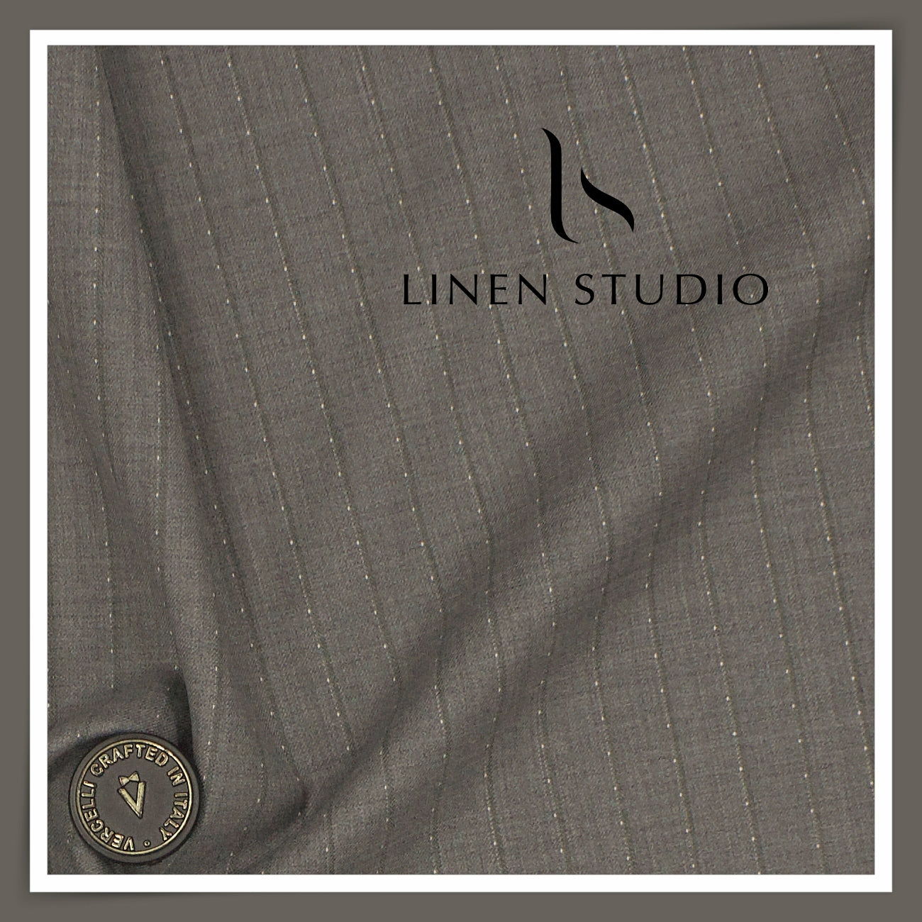 Super 150's Australian Merino Wool by Vercelli - Grey with Dotted Stripes (NEW) (Zoom In)