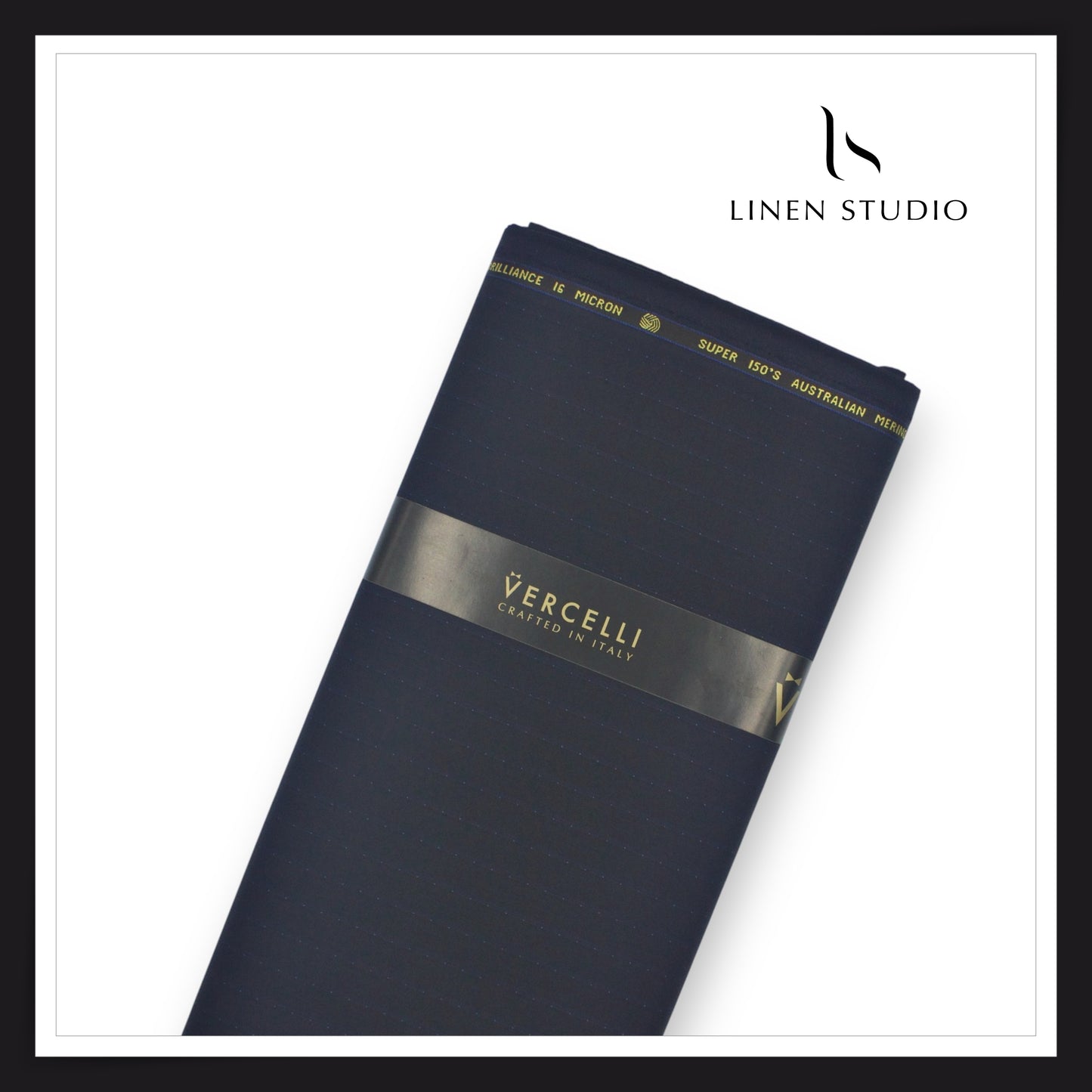 Super 150's Australian Merino Wool by Vercelli - Dark Blue with Subtle Blue Stripes (NEW)