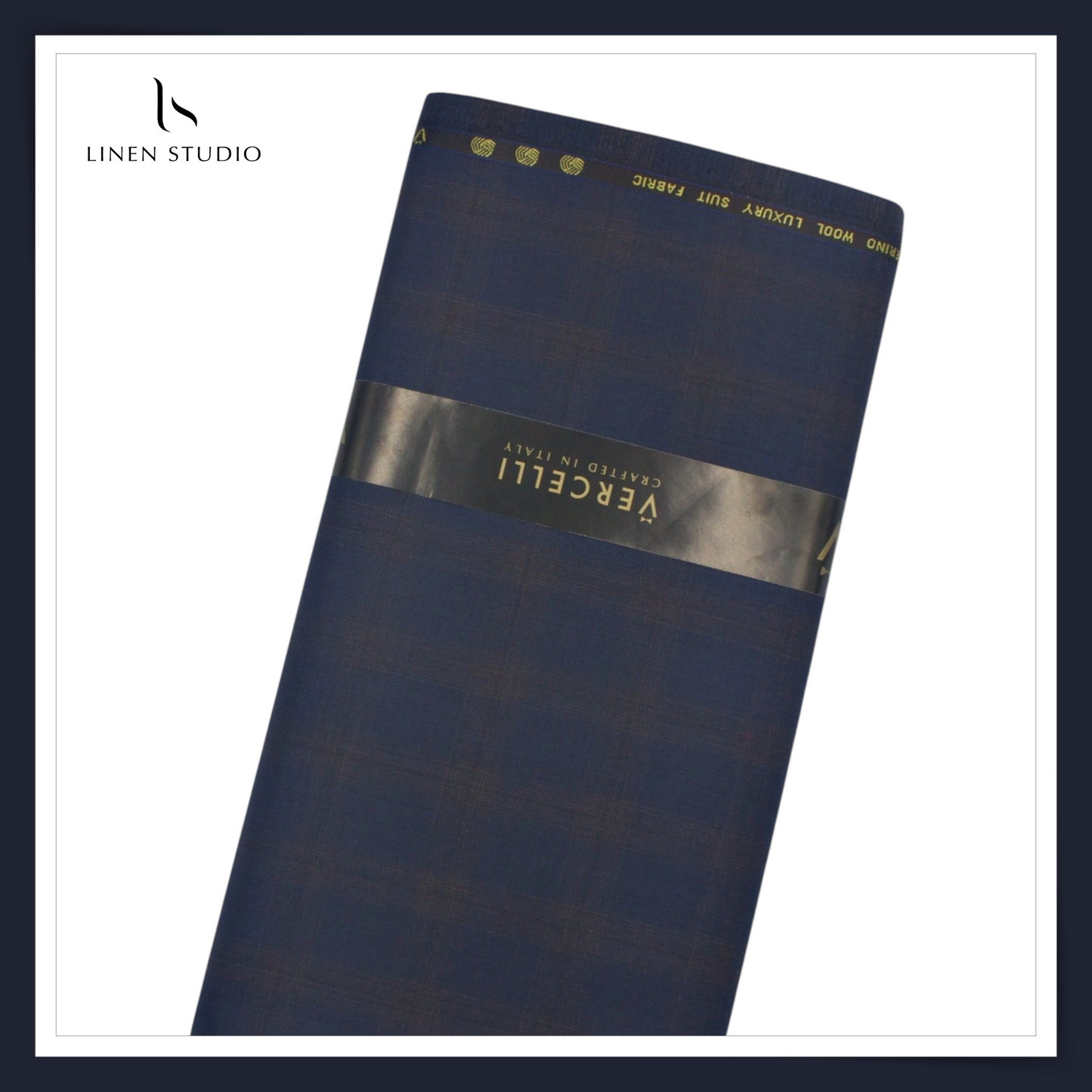 Super 150's Australian Merino Wool by Vercelli - Ebony Blue Classic Checks (NEW)