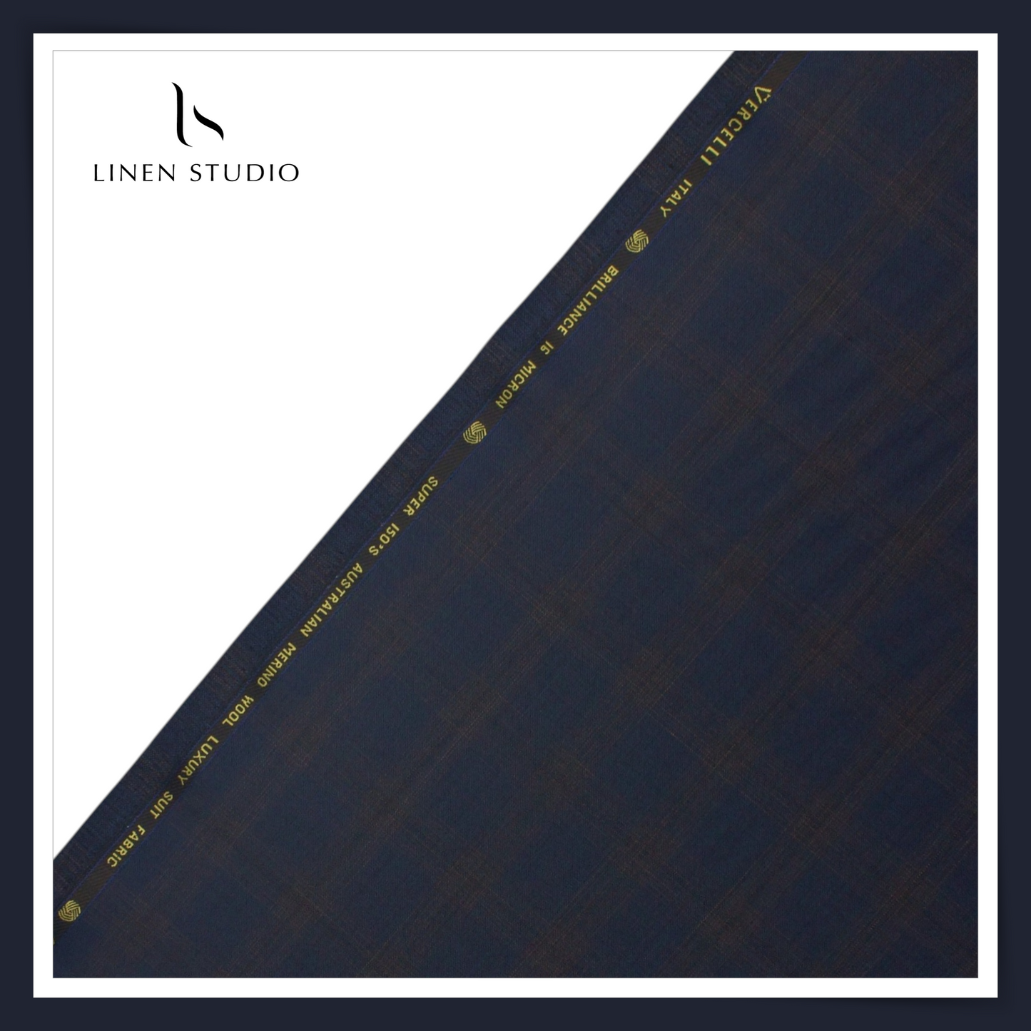 Super 150's Australian Merino Wool by Vercelli - Ebony Blue Classic Checks (NEW)