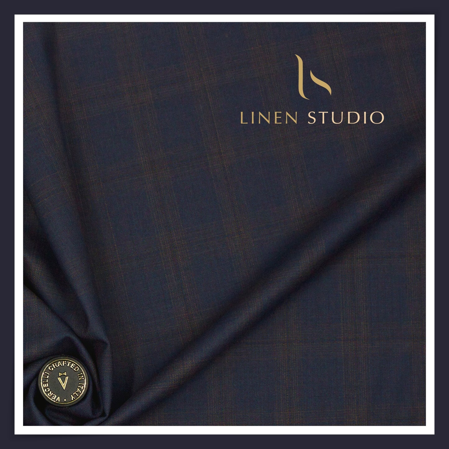 Super 150's Australian Merino Wool by Vercelli - Ebony Blue Classic Checks (NEW)