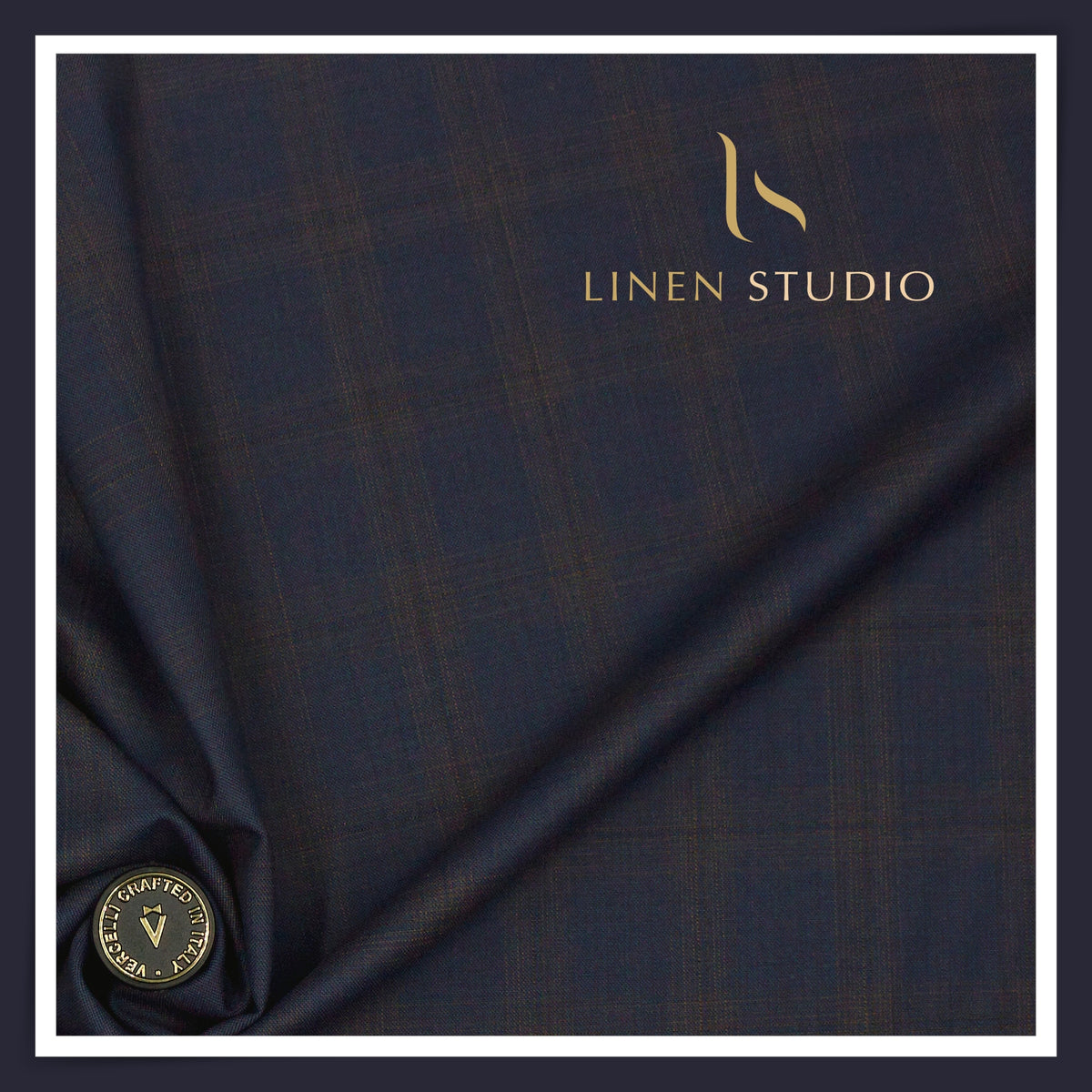 Vercelli Italy Brilliance 150's 70% Australian Merino Wool Rich Suiting - Ebony Blue Classic Checks (NEW) (Limited Stock)