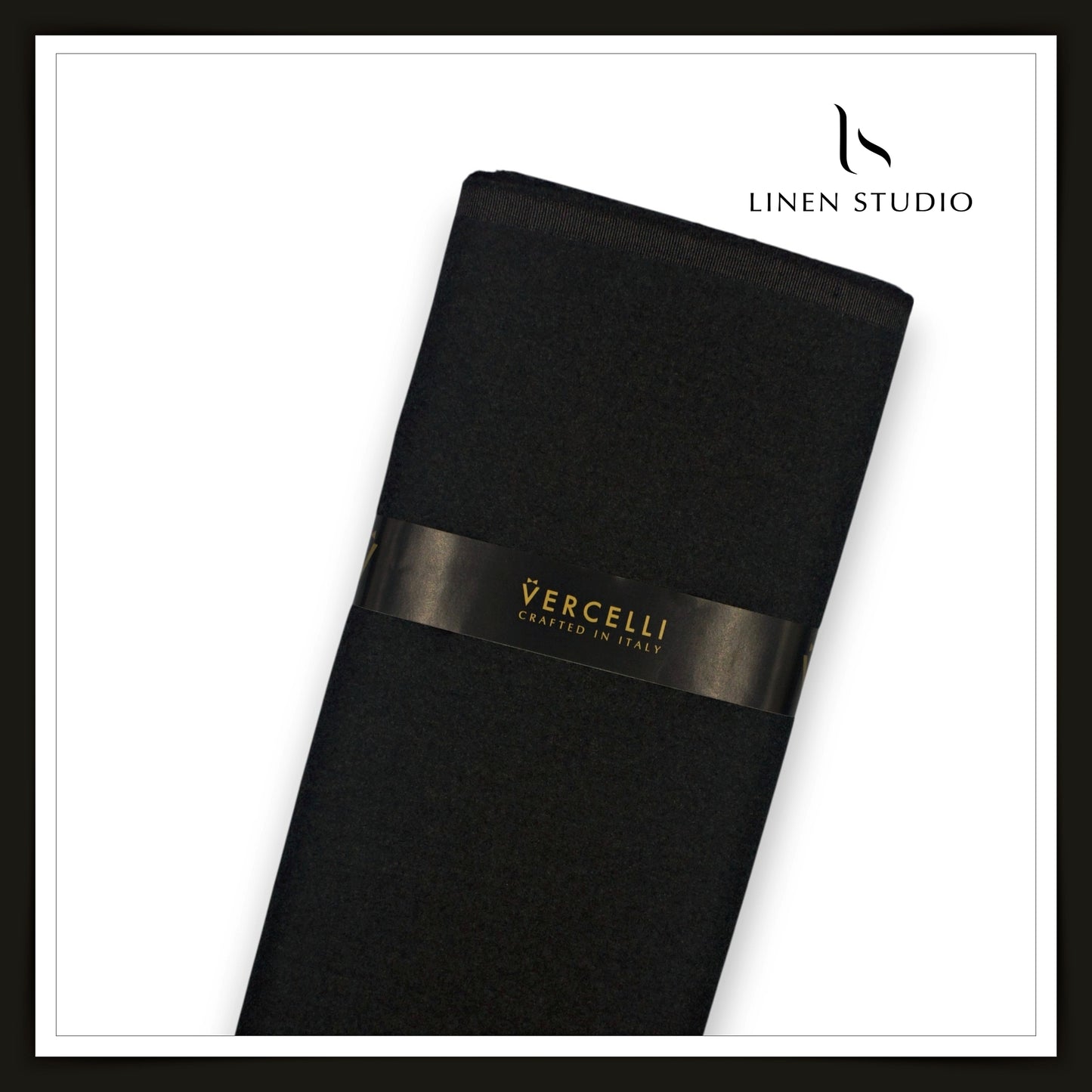 100% Pure 160's Australian Merino Wool by Vercelli - Milled Deep Black (NEW) (Last Few Mtrs)